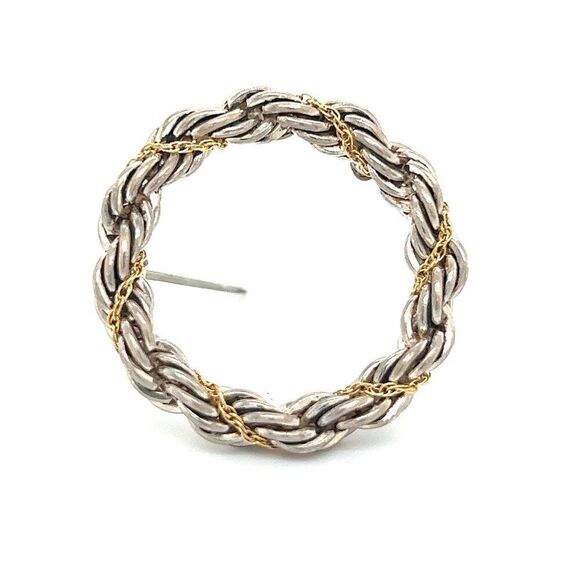 Tiffany & Co Estate Circle Wreath Brooch 18k G + Silver TIF644 - Picture 1 of 9